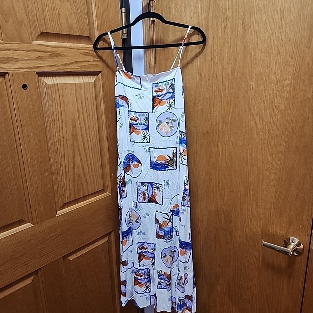 NWT Label Of Love Linen Blend La Dolce Vita Postcard Dress In Small Size